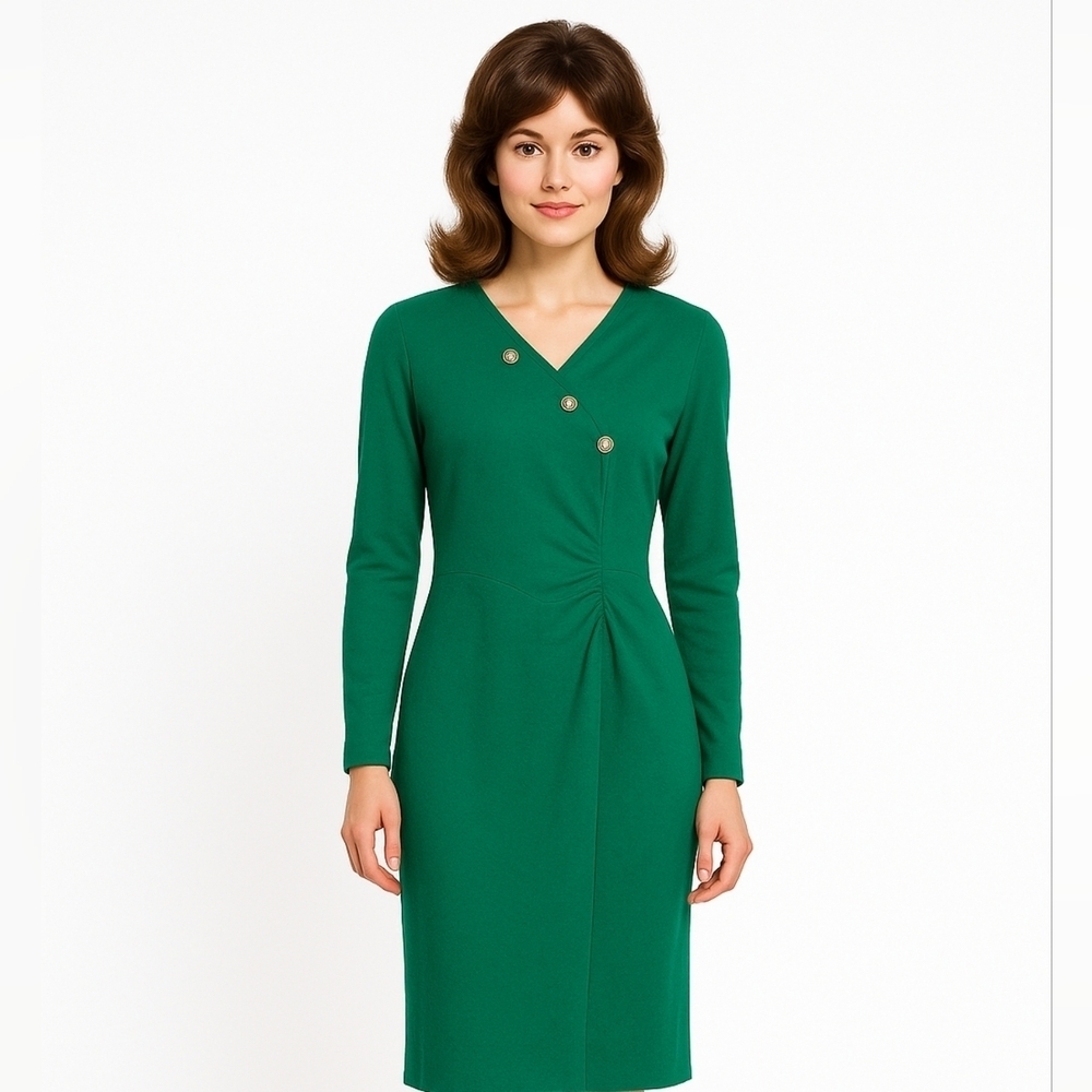 Vintage Green Bling Wiggle slit dress M- L